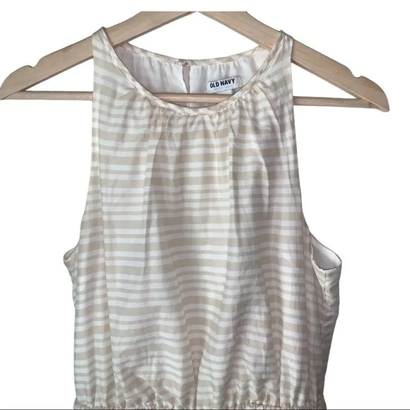 Old Navy Dress Striped Halter Tan White Orange - Picture 3 of 11